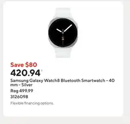 Staples Samsung Galaxy Watch8 Bluetooth Smartwatch - 40 mm - Silver offer