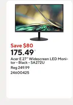 Staples Acer E 27 Widescreen LED Monitor - Black - SA272U offer