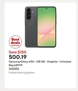 Staples Samsung Galaxy A56 - 128 GB - Graphite - Unlocked offer