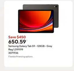 Staples Samsung Galaxy Tab S9 - 128GB - Grey offer