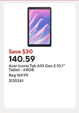 Staples Acer Iconia Tab A10 Gen 2 10.1 Tablet - 64GB offer