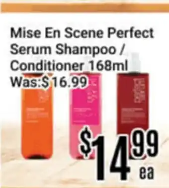 Nations Fresh Foods Mise En Scene Perfect Serum Shampoo / Conditioner offer