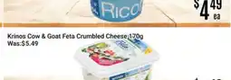 Nations Fresh Foods Krinos Cow & Goat Feta Crumbled Cheese offer