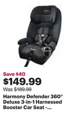 Best Buy Harmony Defender 360° Deluxe 3-in-1 Harnessed Booster Car Seat - Midnight offer