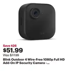 Best Buy Blink Outdoor 4 Wire-Free 1080p Full HD Add-On IP Security Camera - Black offer