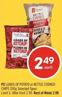 Shoppers Drug Mart PC loads of potato or kettle cooked chips offer