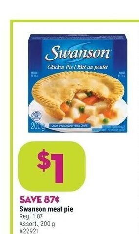 Giant Tiger Swanson meat pie offer