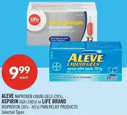 Shoppers Drug Mart Aleve naproxen liquid gels, aspirin asa or life brand offer
