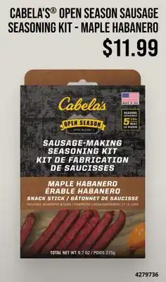 Cabela's CABELA'S OPEN SEASON SAUSAGE SEASONING KIT - MAPLE HABANERO offer