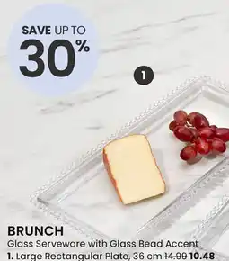 Stokes BRUNCH Glass Serveware with Glass Bead Accent Large Rectangular Plate offer