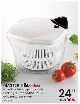 Stokes Master Non-Slip Salad Spinner with Braking Button on the Lid offer