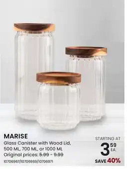 Stokes MARISE Glass Canister with Wood Lid offer