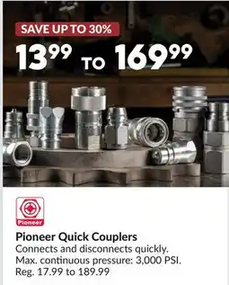 Princess Auto Pioneer Quick Couplers offer