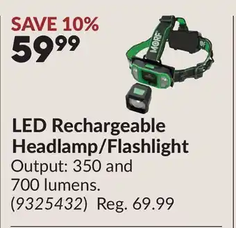 Princess Auto LED Rechargeable Headlamp/Flashlight offer