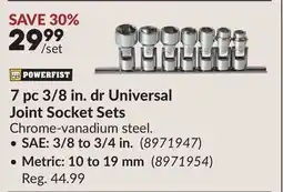 Princess Auto 7 pc 3/8 in. dr Universal Joint Socket Sets offer