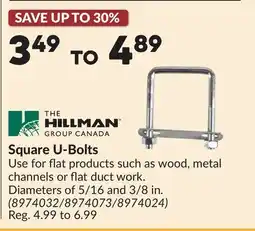 Princess Auto Square U-Bolts offer