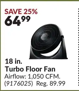 Princess Auto 18 in. Turbo Floor Fan offer