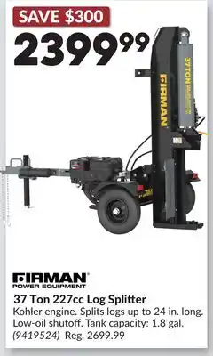 Princess Auto 37 Ton 227cc Log Splitter offer