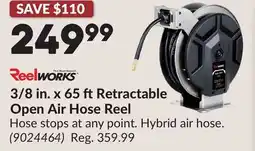 Princess Auto 3/8 in. x 65 ftRetractable Open Air Hose Reel offer