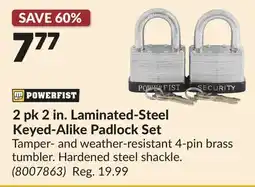 Princess Auto 2 pk 2 in. Laminated-Steel Keyed-Alike Padlock Set offer
