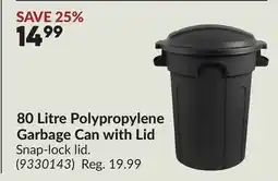 Princess Auto 80 Litre Polypropylene Garbage Can with Lid offer