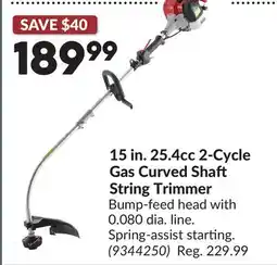 Princess Auto 15 in. 25.4cc 2-Cycle Gas Curved Sha String Trimmer offer
