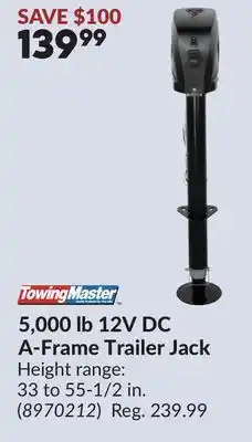 Princess Auto 5,000 lb 12V DC A-Frame Trailer Jack offer