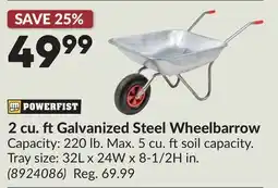 Princess Auto 2 cu. ftGalvanized Steel Wheelbarrow offer