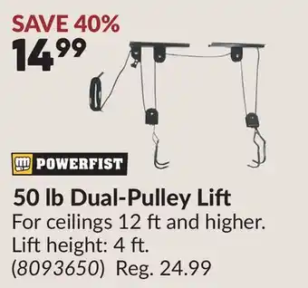 Princess Auto 50 lb Dual-Pulley Lift offer