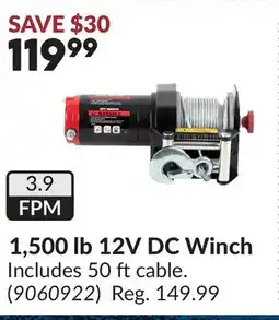 Princess Auto 1,500 lb 12V DC Winch offer