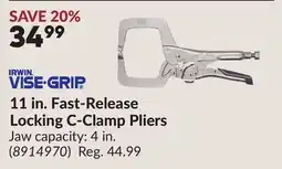 Princess Auto 11 in. Fast-Release Locking C-Clamp Pliers offer