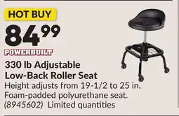 Princess Auto 330 lb Adjustable Low-Back Roller Seat offer