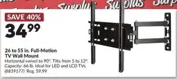 Princess Auto 26 to 55 in. Full-Motion TV Wall Mount offer