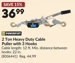 Princess Auto 2 Ton Heavy Duty Cable Puller with 3 Hooks offer