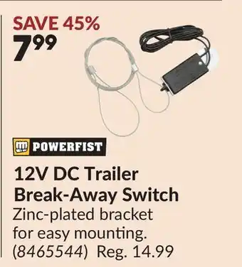 Princess Auto 12V DC Trailer Break-Away Switch offer