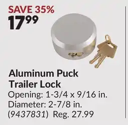 Princess Auto Aluminum Puck Trailer Lock offer