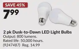 Princess Auto 2 pk Dusk-to-Dawn LED Light Bulbs offer