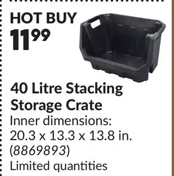 Princess Auto 40 Litre Stacking Storage Crate offer