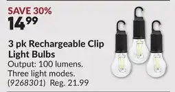 Princess Auto 3 pk Rechargeable Clip Light Bulbs offer