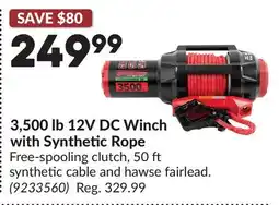 Princess Auto 3,500 lb 12V DC Winch with Synthetic Rope offer
