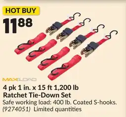 Princess Auto 4 pk 1 in. x 15 ft1,200 lb Ratchet Tie-Down Set offer