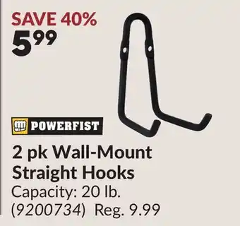 Princess Auto 2 pk Wall-Mount Straight Hooks offer