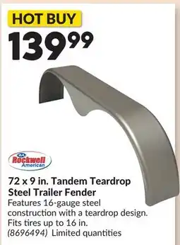 Princess Auto 72 x 9 in. Tandem Teardrop Steel Trailer Fender offer