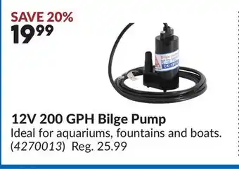 Princess Auto 12V 200 GPH Bilge Pump offer