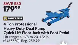 Princess Auto 4 Ton Professional Heavy Duty Dual Pump Quick LiftFloor Jack with Foot Pedal offer