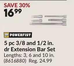 Princess Auto 5 pc 3/8 and 1/2 in. dr Extension Bar Set offer