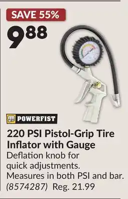 Princess Auto 220 PSI Pistol-Grip Tire Inflator with Gauge offer