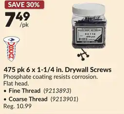 Princess Auto 475 pk 6 x 1-1/4 in. Drywall Screws offer