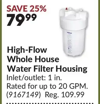 Princess Auto High-Flow Whole House Water Filter Housing offer
