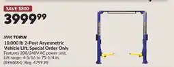 Princess Auto 10,000 lb 2-Post Asymmetric Vehicle Lift, Special Order Only offer